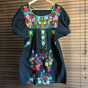 Vintage Mexican embroidered sundress